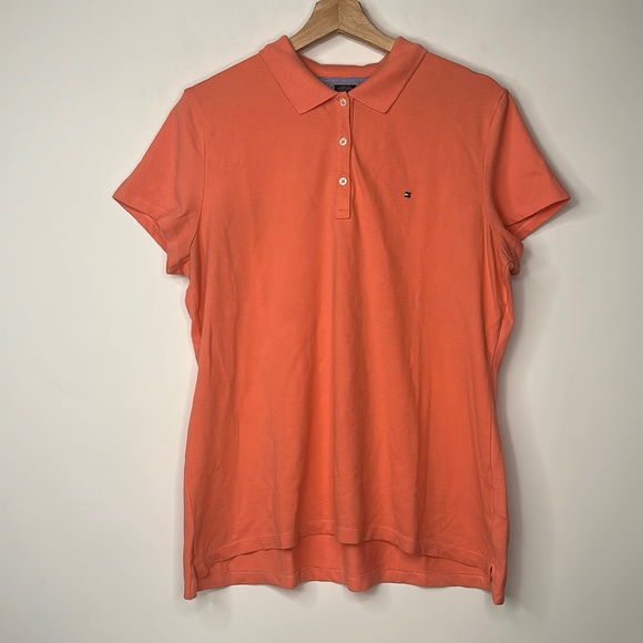 Tommy Hilfiger Short Sleeve Polo Shirt Mens Size XL Salmon Pink - Picture 1 of 7